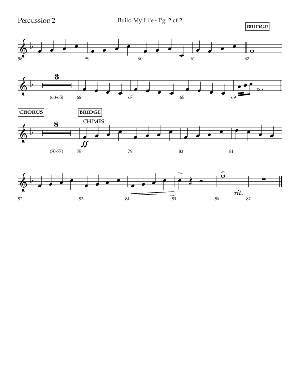 Build My Life (Choral Anthem SATB) Percussion 1/2 (Lifeway Choral / Arr. Ken Barker / Arr. Craig Adams / Arr. Danny Zaloudik)