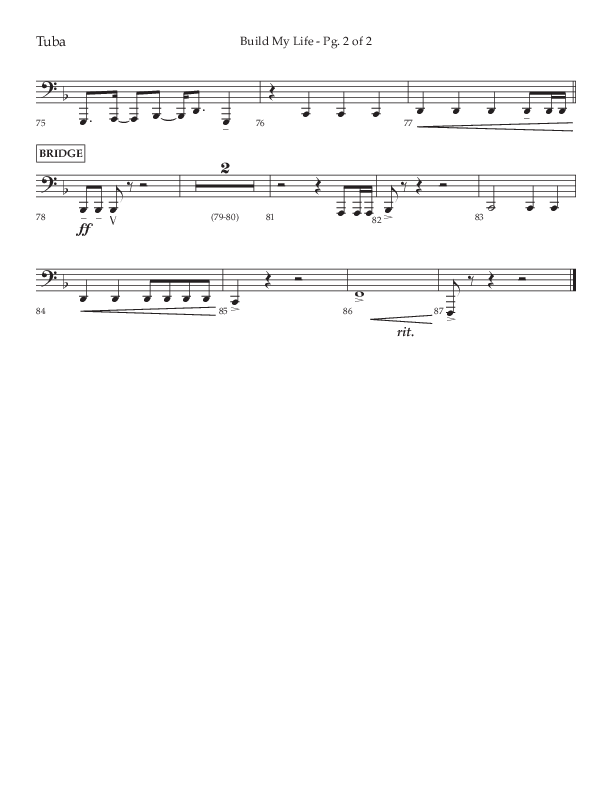 Build My Life (Choral Anthem SATB) Tuba (Lifeway Choral / Arr. Ken Barker / Arr. Craig Adams / Arr. Danny Zaloudik)