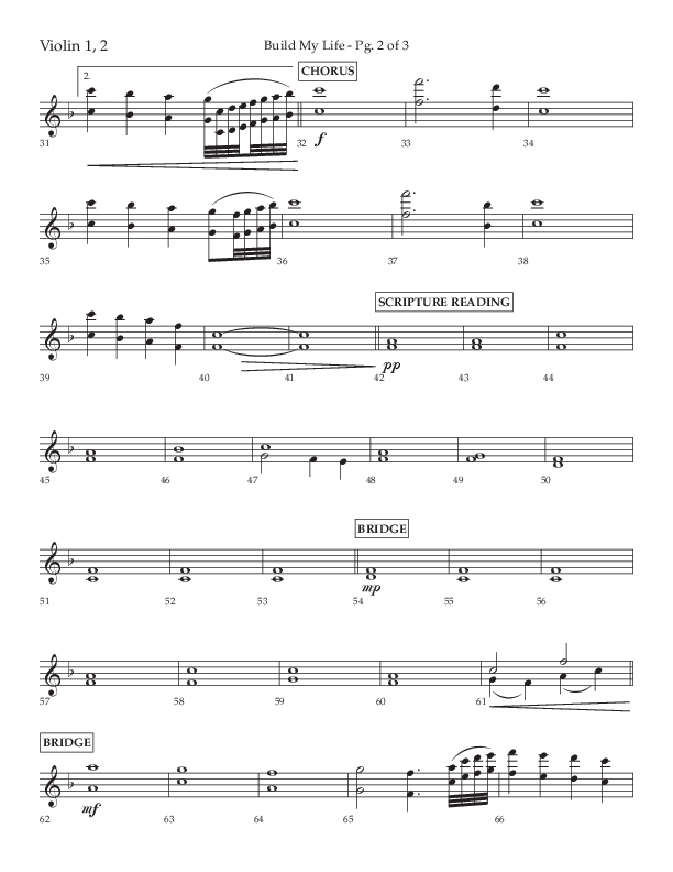 Build My Life (Choral Anthem SATB) Violin 1/2 (Lifeway Choral / Arr. Ken Barker / Arr. Craig Adams / Arr. Danny Zaloudik)