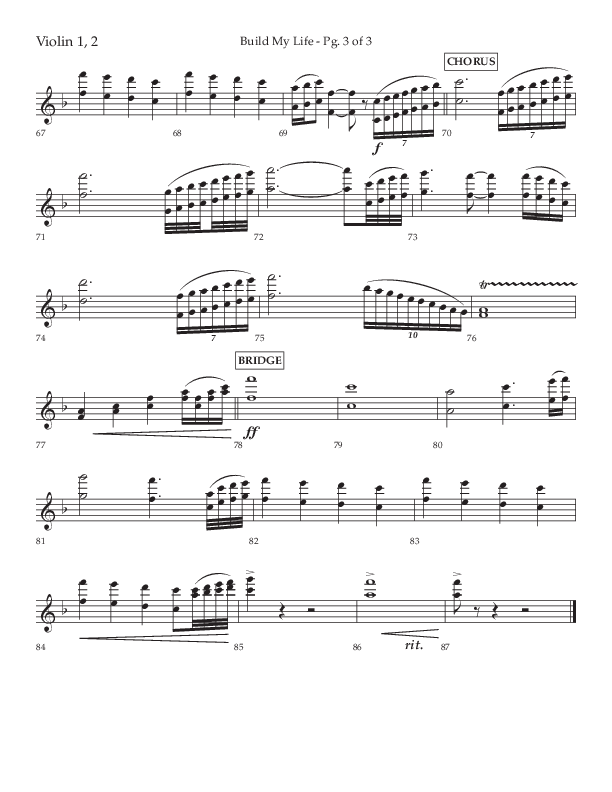 Build My Life (Choral Anthem SATB) Violin 1/2 (Lifeway Choral / Arr. Ken Barker / Arr. Craig Adams / Arr. Danny Zaloudik)