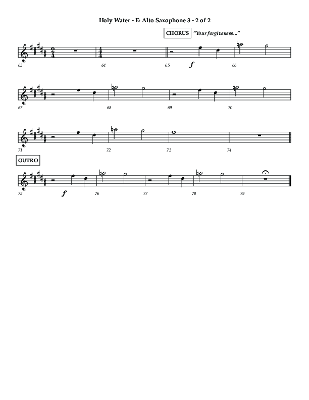 Holy Water (Choral Anthem SATB) Alto Sax (Lifeway Choral / Arr. Dennis Allen)