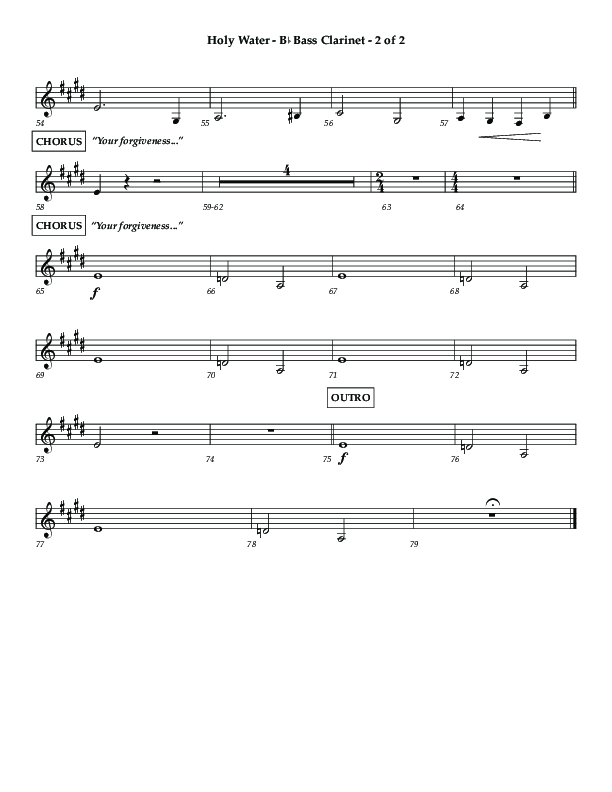 Holy Water (Choral Anthem SATB) Bass Clarinet (Lifeway Choral / Arr. Dennis Allen)
