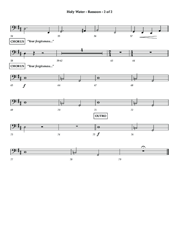 Holy Water (Choral Anthem SATB) Bassoon (Lifeway Choral / Arr. Dennis Allen)