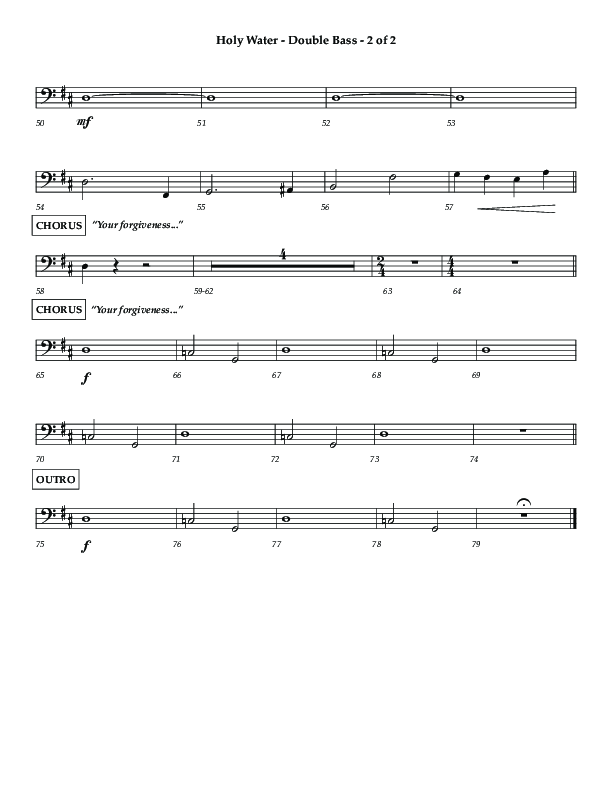 Holy Water (Choral Anthem SATB) Double Bass (Lifeway Choral / Arr. Dennis Allen)