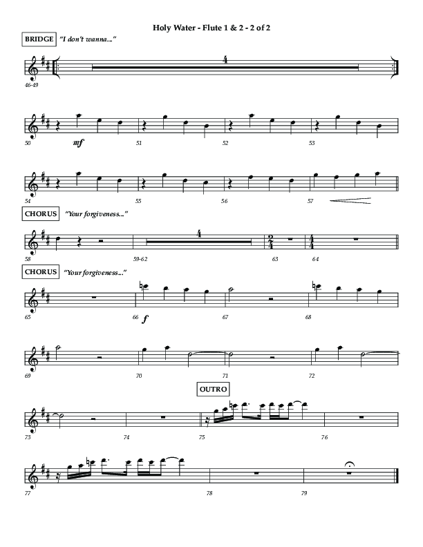 Holy Water (Choral Anthem SATB) Flute 1/2 (Lifeway Choral / Arr. Dennis Allen)