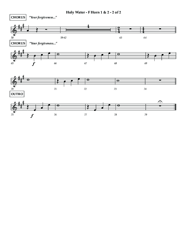 Holy Water (Choral Anthem SATB) French Horn 1/2 (Lifeway Choral / Arr. Dennis Allen)