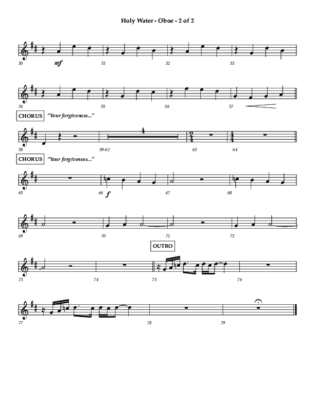 Holy Water (Choral Anthem SATB) Oboe (Lifeway Choral / Arr. Dennis Allen)
