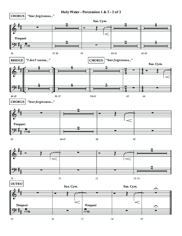 Holy Water (Choral Anthem SATB) Percussion 1/2 (Lifeway Choral / Arr. Dennis Allen)