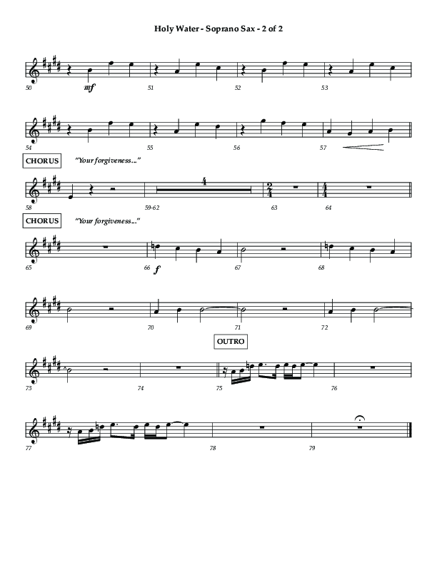 Holy Water (Choral Anthem SATB) Soprano Sax (Lifeway Choral / Arr. Dennis Allen)