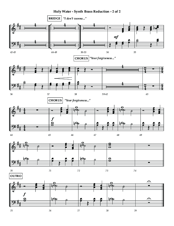 Holy Water (Choral Anthem SATB) Synth Brass (Lifeway Choral / Arr. Dennis Allen)