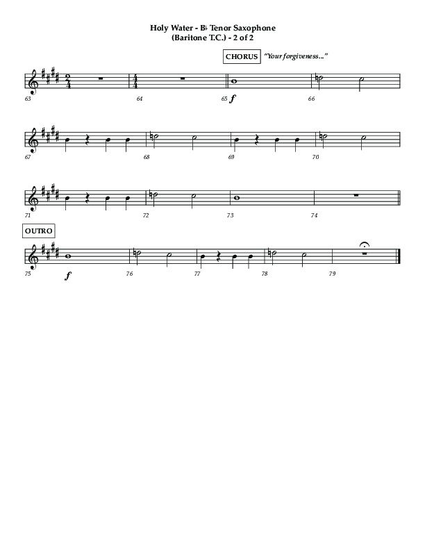 Holy Water (Choral Anthem SATB) Tenor Sax 1 (Lifeway Choral / Arr. Dennis Allen)