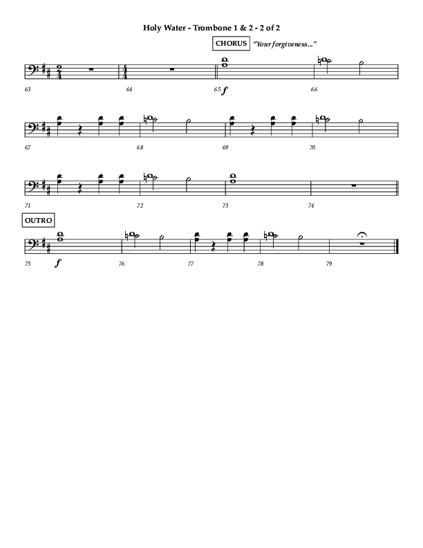 Holy Water (Choral Anthem SATB) Trombone 1/2 (Lifeway Choral / Arr. Dennis Allen)
