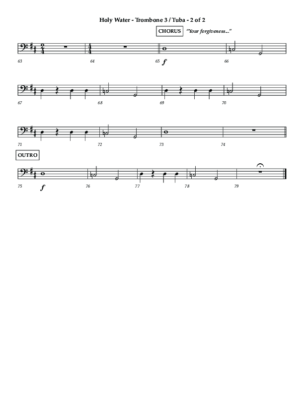 Holy Water (Choral Anthem SATB) Trombone 3/Tuba (Lifeway Choral / Arr. Dennis Allen)