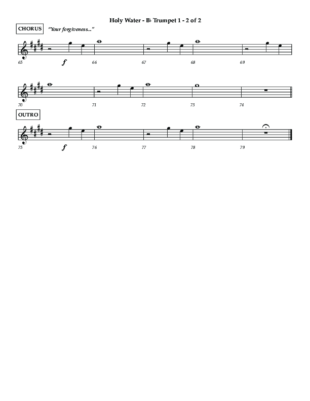 Holy Water (Choral Anthem SATB) Trumpet 1 (Lifeway Choral / Arr. Dennis Allen)