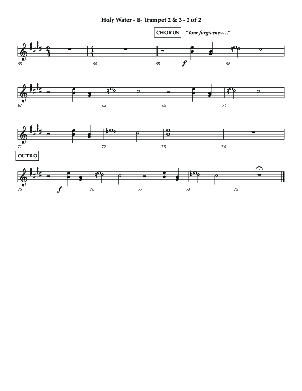 Holy Water (Choral Anthem SATB) Trumpet 2/3 (Lifeway Choral / Arr. Dennis Allen)