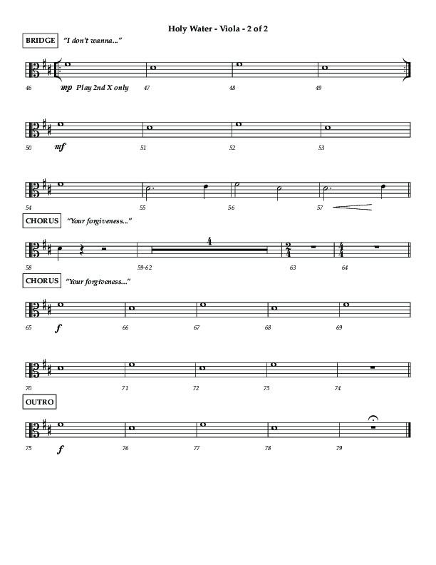 Holy Water (Choral Anthem SATB) Viola (Lifeway Choral / Arr. Dennis Allen)