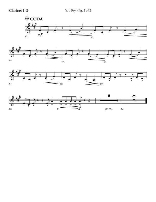 You Say (Choral Anthem SATB) Clarinet 1/2 (Lifeway Choral / Arr. Cody McVey)
