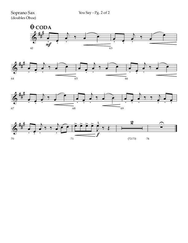You Say (Choral Anthem SATB) Soprano Sax (Lifeway Choral / Arr. Cody McVey)