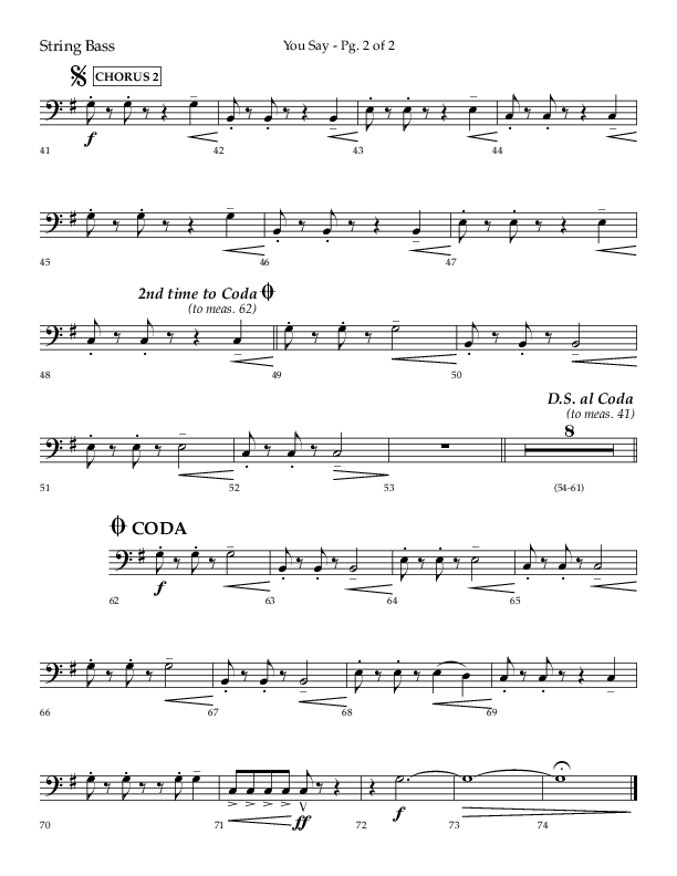 You Say (Choral Anthem SATB) String Bass (Lifeway Choral / Arr. Cody McVey)