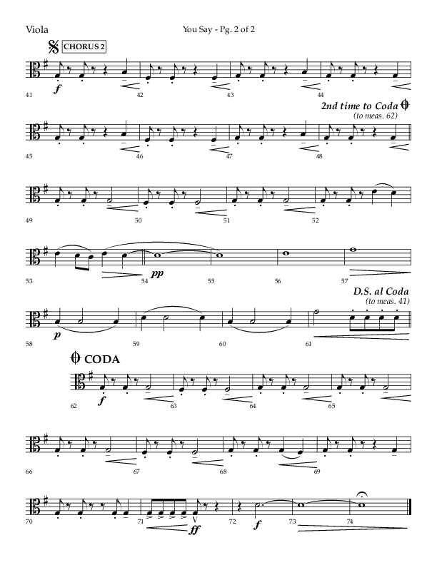 You Say (Choral Anthem SATB) Viola (Lifeway Choral / Arr. Cody McVey)