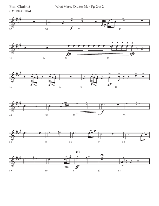 What Mercy Did For Me (Choral Anthem SATB) Bass Clarinet (Lifeway Choral / Arr. David Wise / Orch. David Shipps)