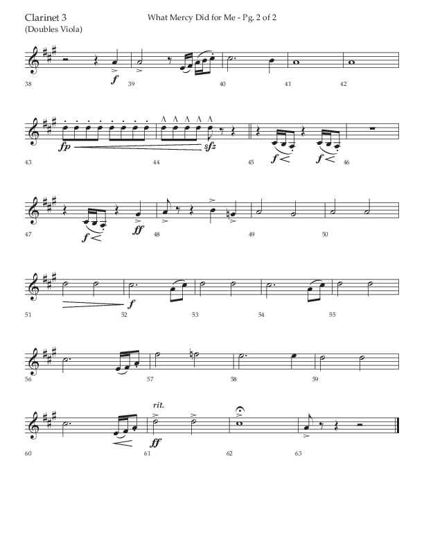 What Mercy Did For Me (Choral Anthem SATB) Clarinet 3 (Lifeway Choral / Arr. David Wise / Orch. David Shipps)