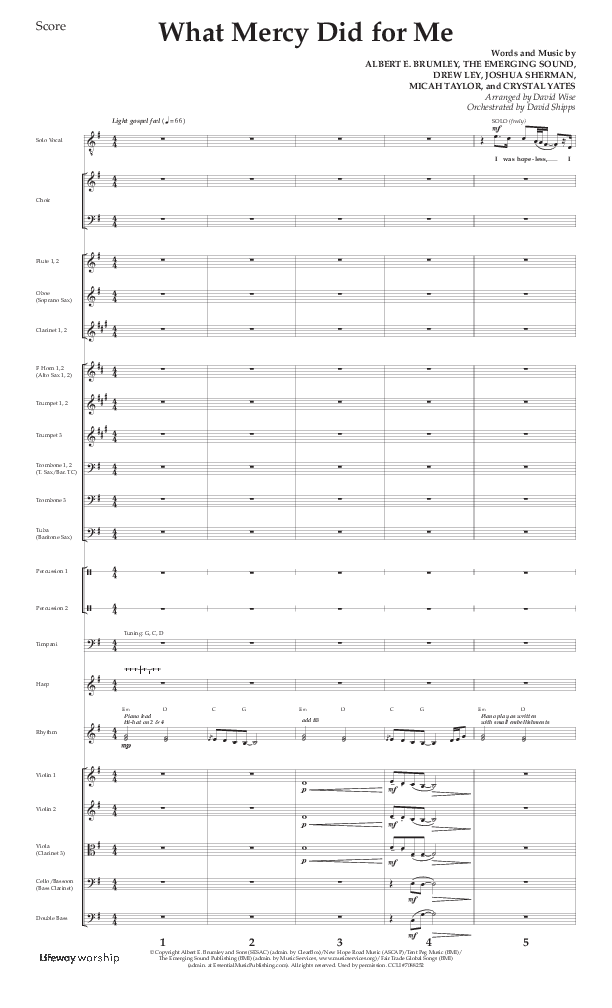 What Mercy Did For Me (Choral Anthem SATB) Orchestration (Lifeway Choral / Arr. David Wise / Orch. David Shipps)