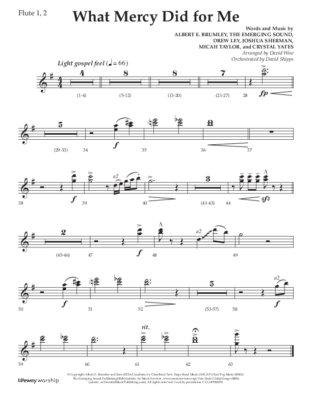 What Mercy Did For Me (Choral Anthem SATB) Flute 1/2 (Lifeway Choral / Arr. David Wise / Orch. David Shipps)