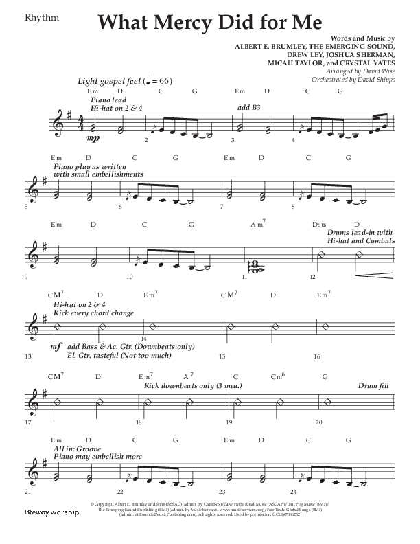 What Mercy Did For Me (Choral Anthem SATB) Lead Melody & Rhythm (Lifeway Choral / Arr. David Wise / Orch. David Shipps)