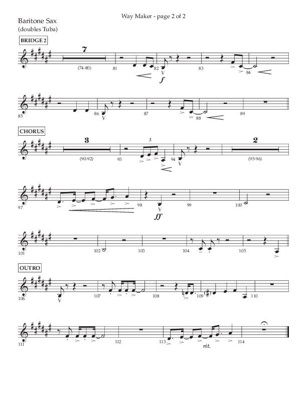 Way Maker (Choral Anthem SATB) Bari Sax (Lifeway Choral / Arr. Kirk Kirkland / Orch. Daniel Boundaczuk)