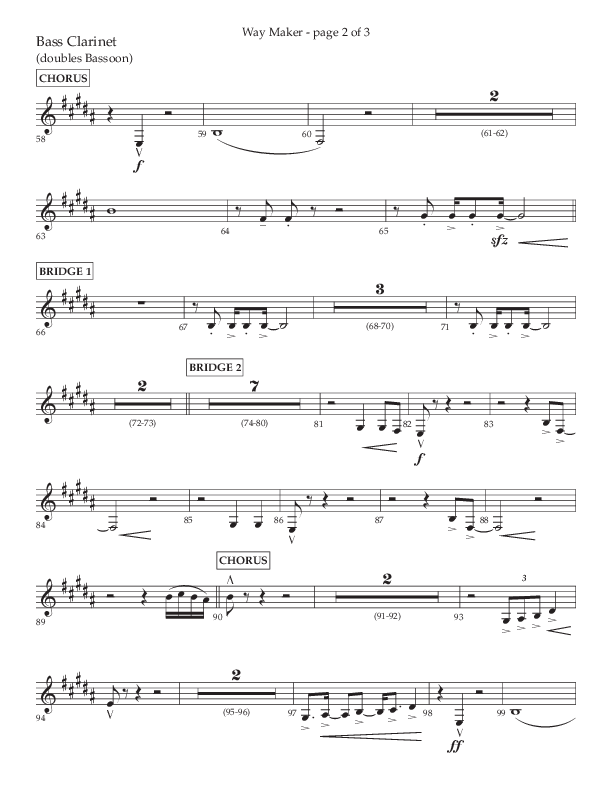 Way Maker (Choral Anthem SATB) Bass Clarinet (Lifeway Choral / Arr. Kirk Kirkland / Orch. Daniel Boundaczuk)