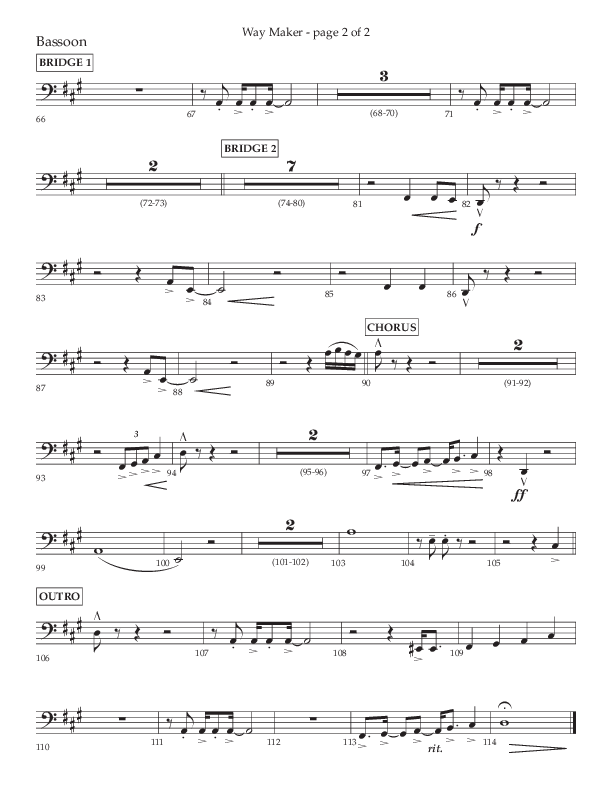 Way Maker (Choral Anthem SATB) Bassoon (Lifeway Choral / Arr. Kirk Kirkland / Orch. Daniel Boundaczuk)