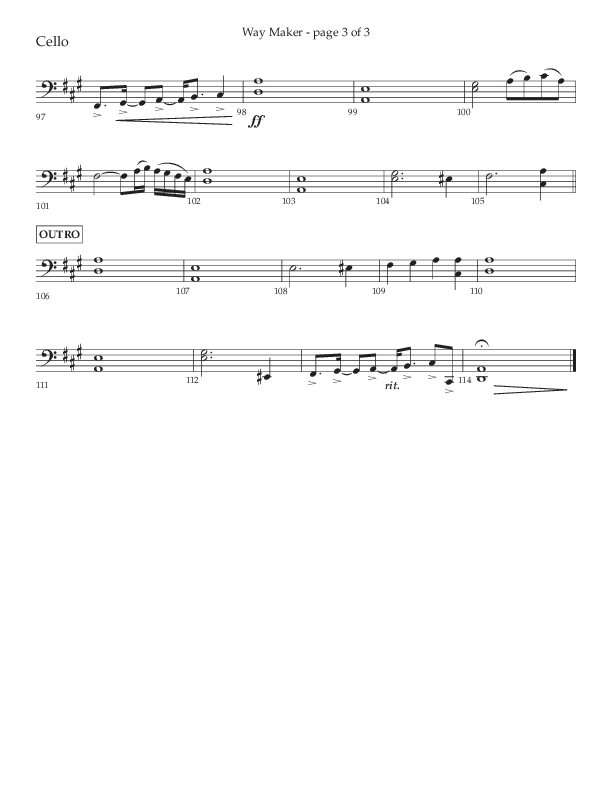 Way Maker (Choral Anthem SATB) Cello (Lifeway Choral / Arr. Kirk Kirkland / Orch. Daniel Boundaczuk)