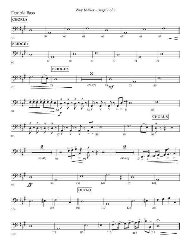 Way Maker (Choral Anthem SATB) Double Bass (Lifeway Choral / Arr. Kirk Kirkland / Orch. Daniel Boundaczuk)