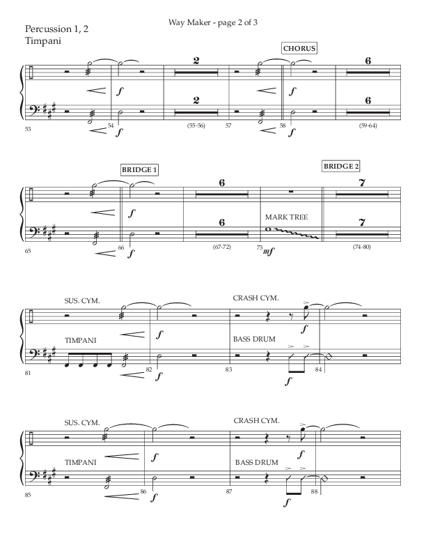 Way Maker (Choral Anthem SATB) Percussion 1/2 (Lifeway Choral / Arr. Kirk Kirkland / Orch. Daniel Boundaczuk)