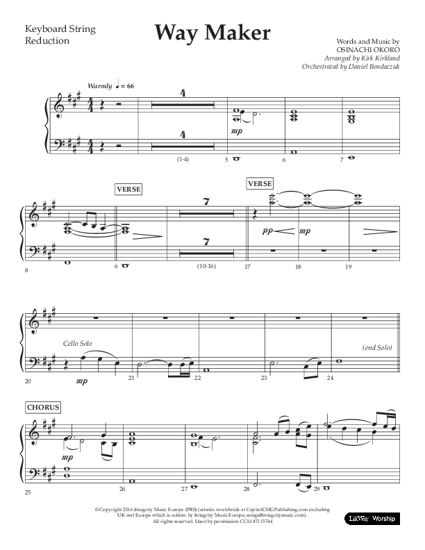 Way Maker (Choral Anthem SATB) String Reduction (Lifeway Choral / Arr. Kirk Kirkland / Orch. Daniel Boundaczuk)