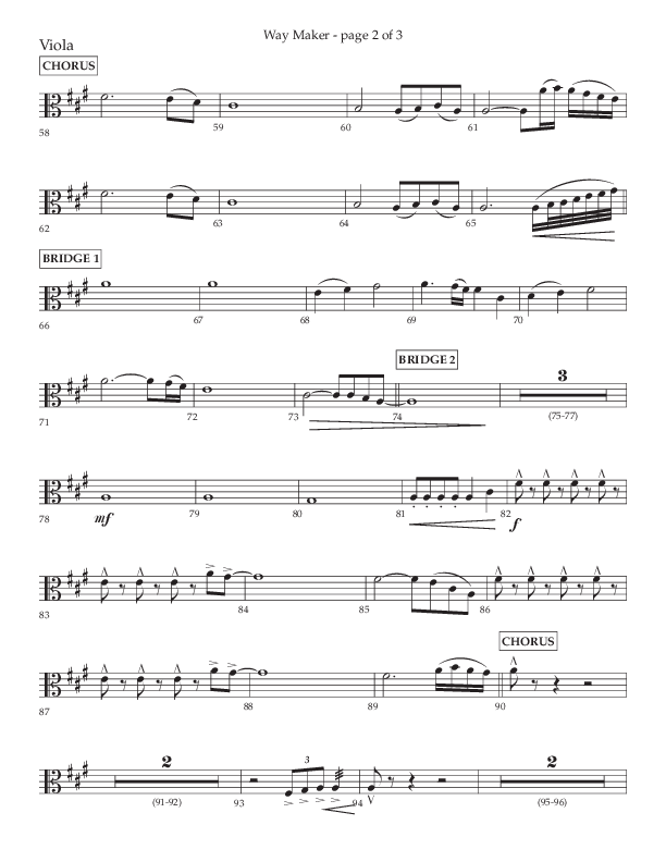 Way Maker (Choral Anthem SATB) Viola (Lifeway Choral / Arr. Kirk Kirkland / Orch. Daniel Boundaczuk)