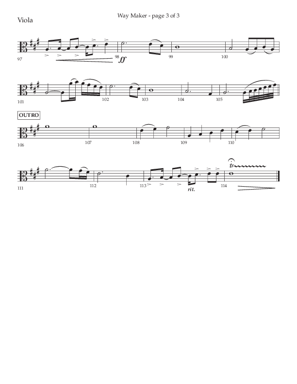 Way Maker (Choral Anthem SATB) Viola (Lifeway Choral / Arr. Kirk Kirkland / Orch. Daniel Boundaczuk)