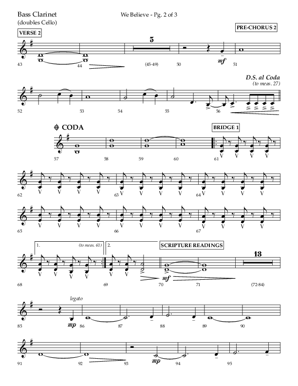 We Believe (Choral Anthem SATB) Bass Clarinet (Lifeway Choral / Arr. Danny Zaloudik)