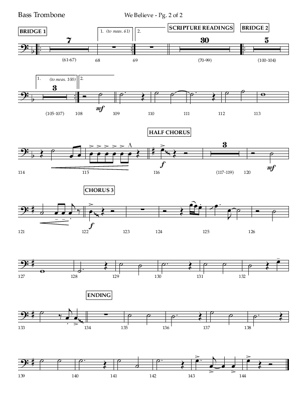 We Believe (Choral Anthem SATB) Bass Trombone (Lifeway Choral / Arr. Danny Zaloudik)