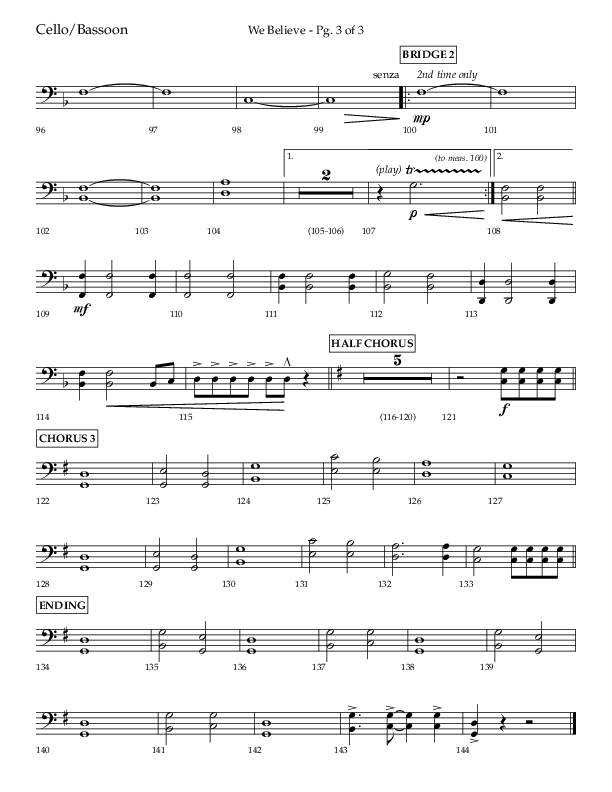 We Believe (Choral Anthem SATB) Cello (Lifeway Choral / Arr. Danny Zaloudik)