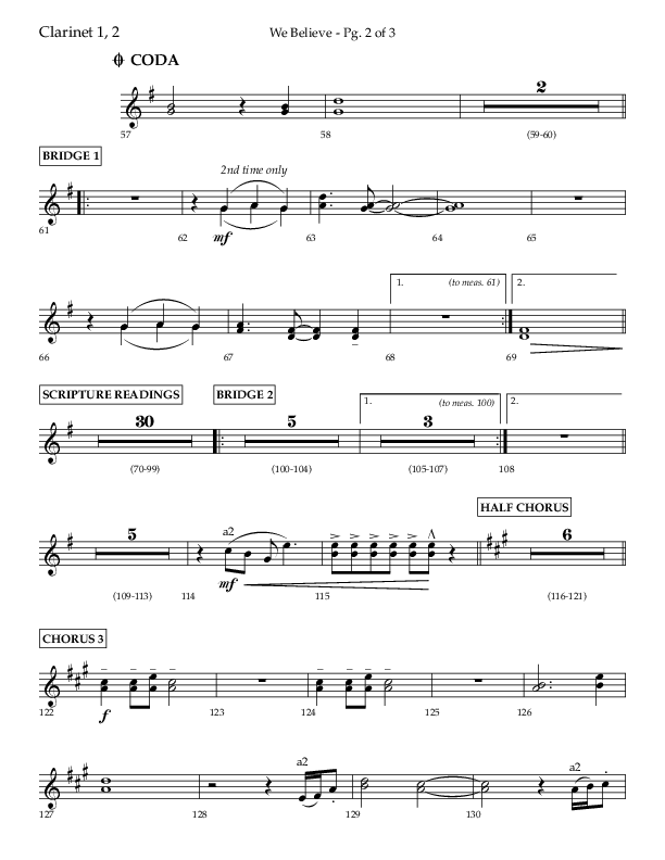 We Believe (Choral Anthem SATB) Clarinet 1/2 (Lifeway Choral / Arr. Danny Zaloudik)