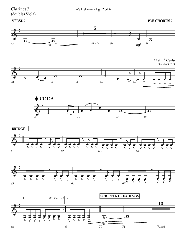 We Believe (Choral Anthem SATB) Clarinet 3 (Lifeway Choral / Arr. Danny Zaloudik)