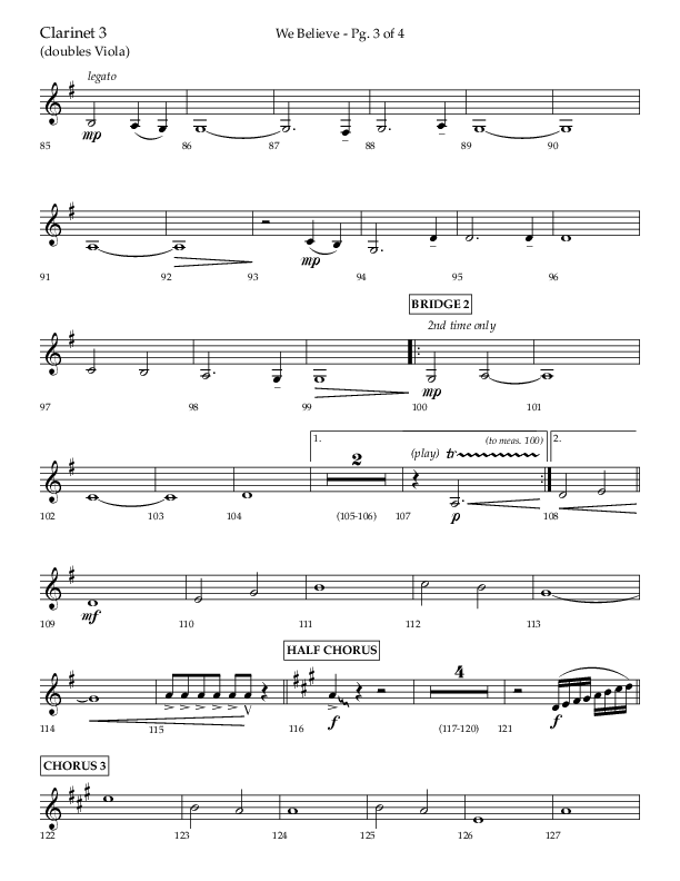 We Believe (Choral Anthem SATB) Clarinet 3 (Lifeway Choral / Arr. Danny Zaloudik)