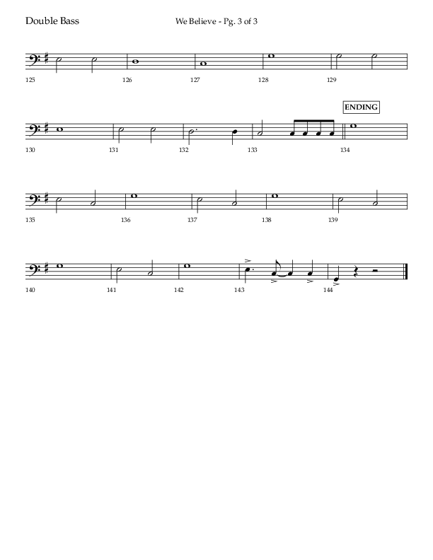 We Believe (Choral Anthem SATB) Double Bass (Lifeway Choral / Arr. Danny Zaloudik)