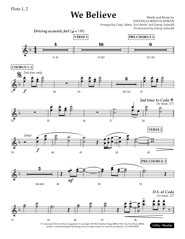 We Believe (Choral Anthem SATB) Flute 1/2 (Lifeway Choral / Arr. Danny Zaloudik)