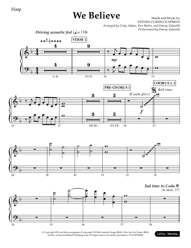We Believe (Choral Anthem SATB) Harp (Lifeway Choral / Arr. Danny Zaloudik)