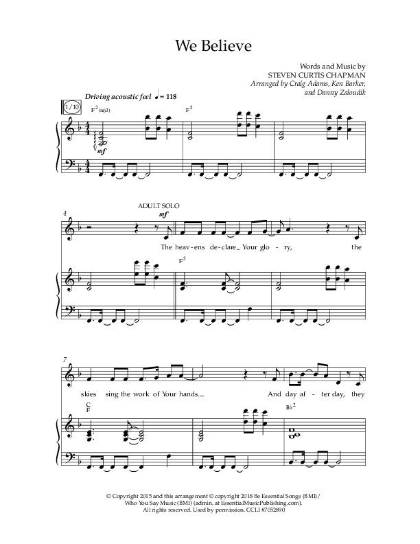 We Believe (Choral Anthem SATB) Anthem (SATB/Piano) (Lifeway Choral / Arr. Danny Zaloudik)