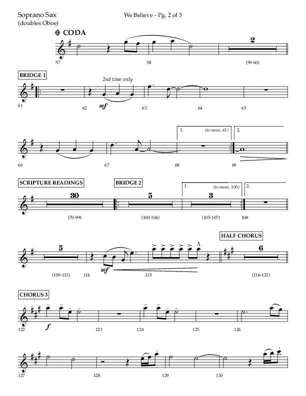 We Believe (Choral Anthem SATB) Soprano Sax (Lifeway Choral / Arr. Danny Zaloudik)