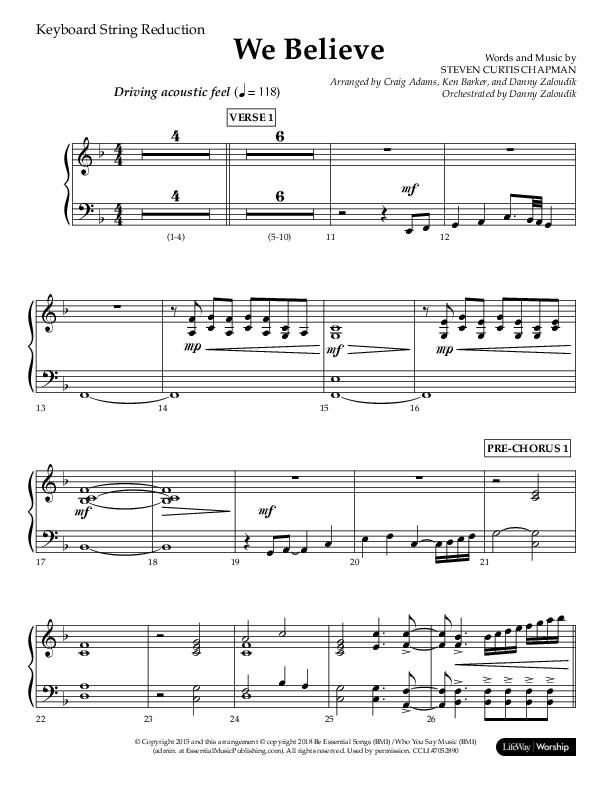 We Believe (Choral Anthem SATB) String Reduction (Lifeway Choral / Arr. Danny Zaloudik)